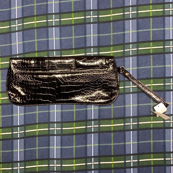 Genuine Faux Leather Black Clutch Purse - Picture 2 of 8